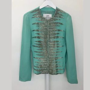 GAI MATTIOLO VINTAGE AQUA SILVER BEADED JACKET 8